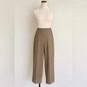 Vince Wool Blend High-Rise Wide Leg Trousers in Taupe Cropped Size 2